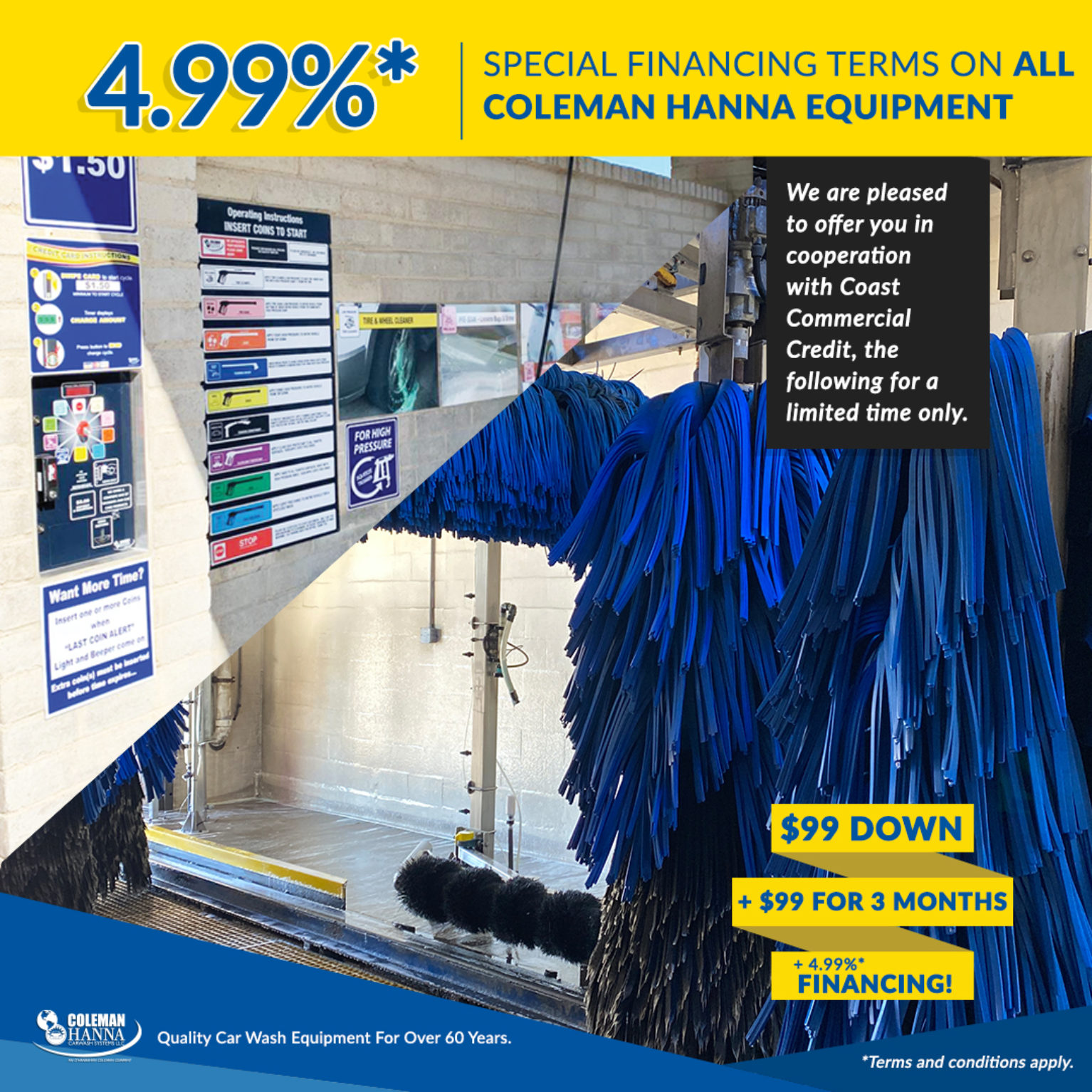 Special financing on all Coleman Hanna equipment Coleman Hanna